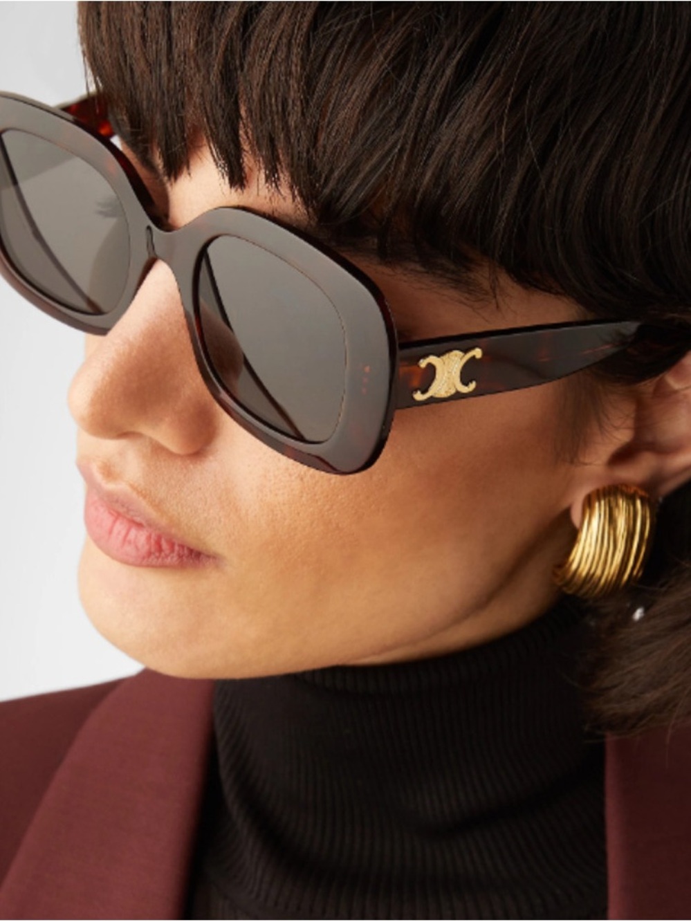 Celine CL40262U 52A Triomphe Tortoise Sunglasses